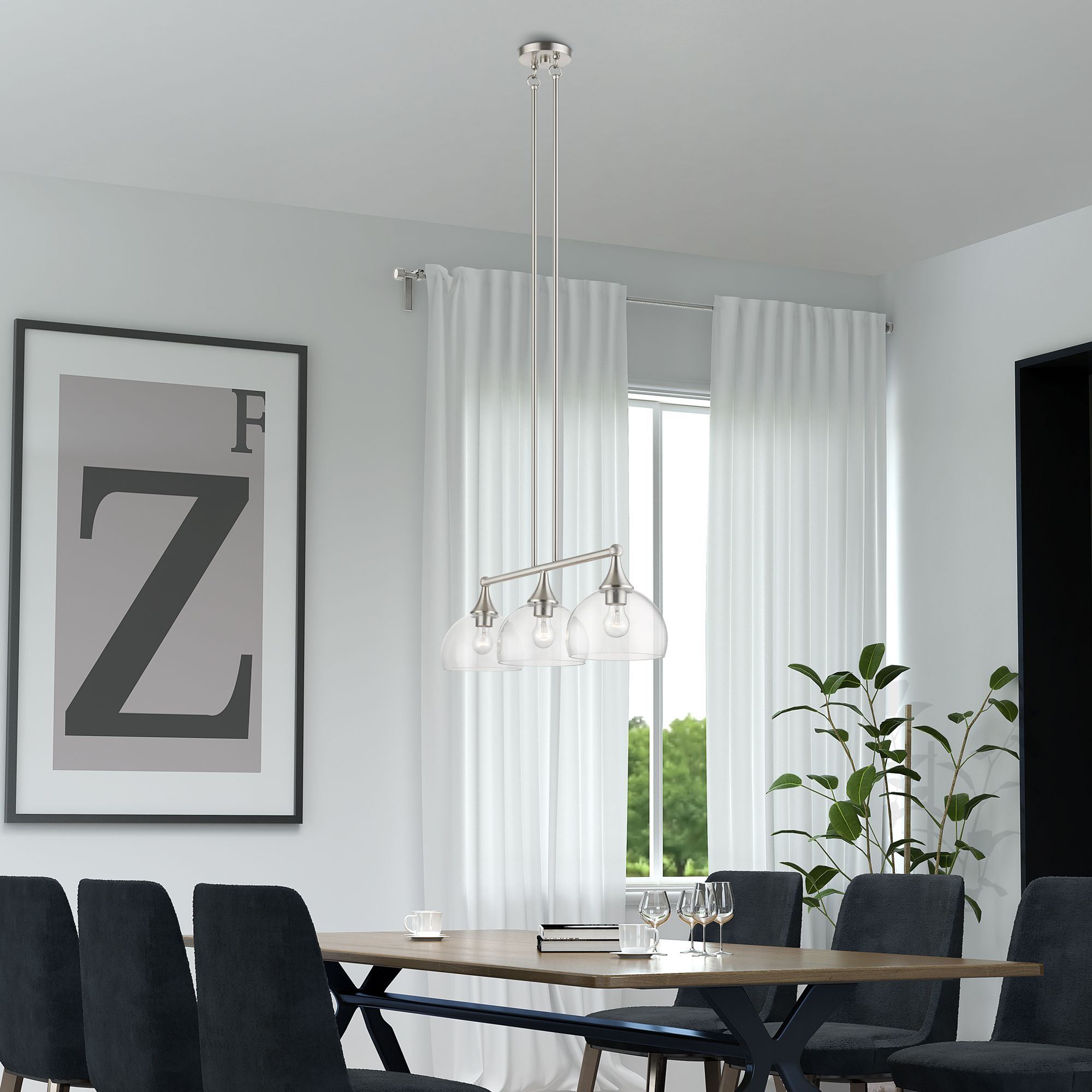 Livex Glendon 30"W Brushed Nickel 3-Light Linear Chandelier