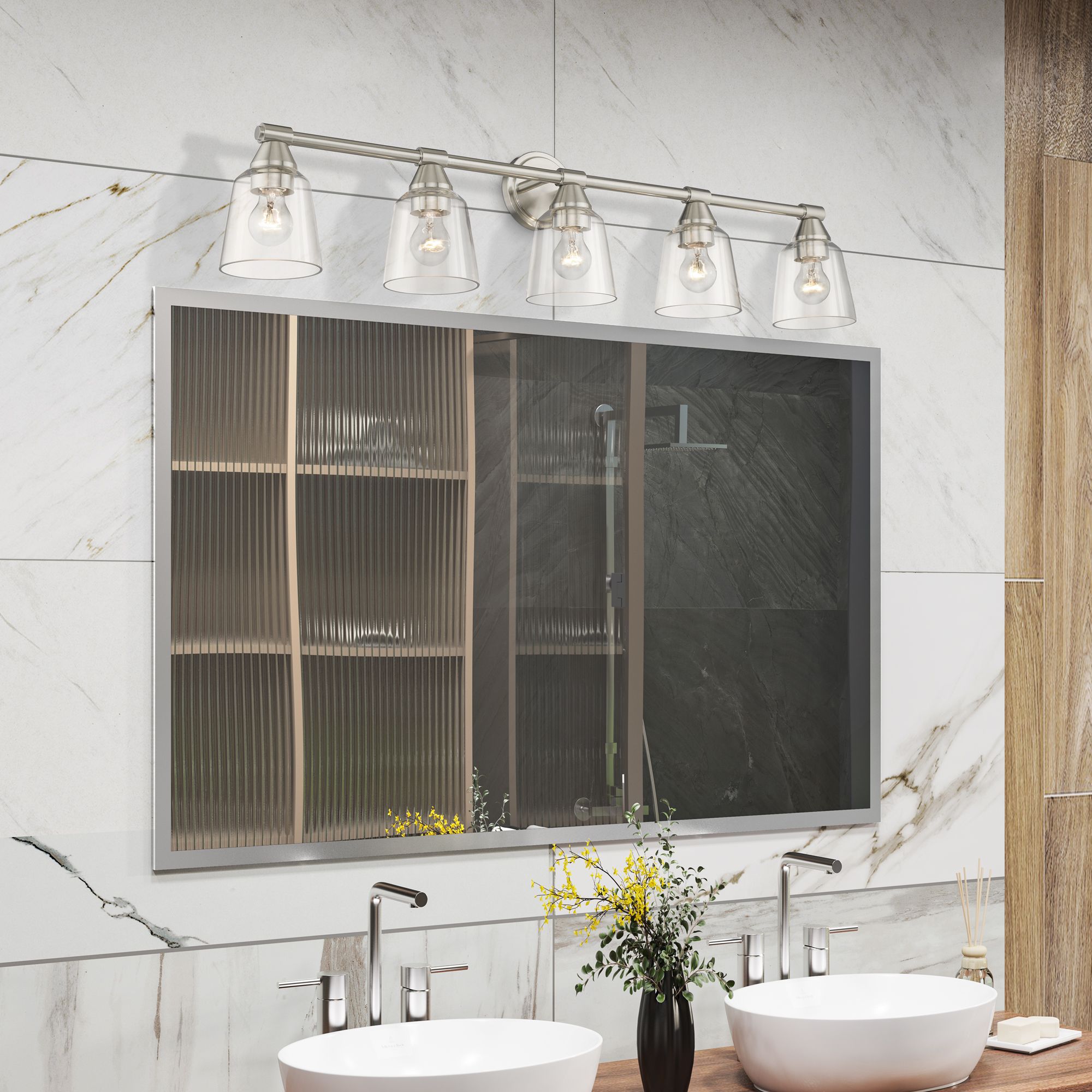 Image 3 Livex Haddington 42" Wide Brushed Nickel 5-Light Bath Light more views