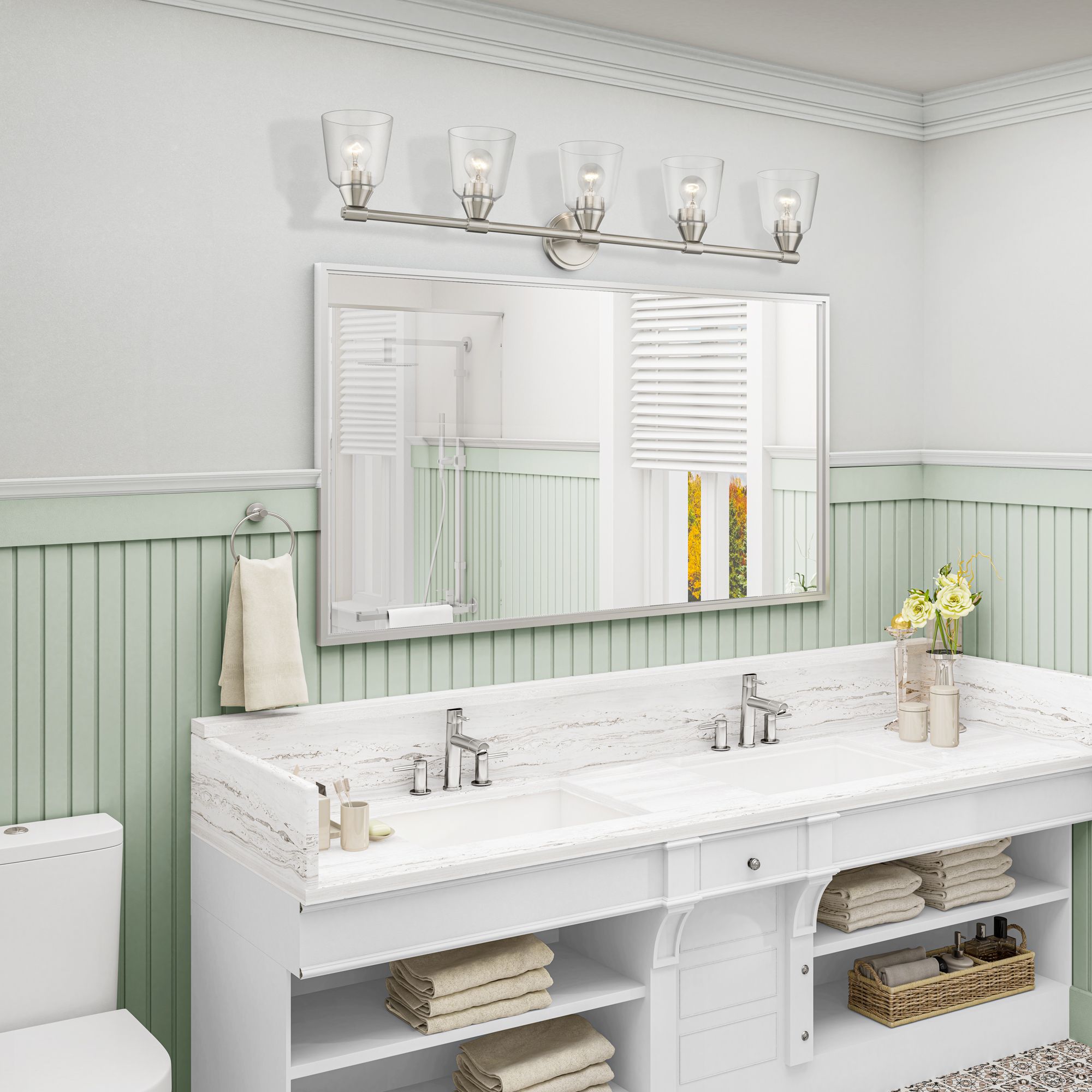 Livex Haddington 42" Wide Brushed Nickel 5-Light Bath Light