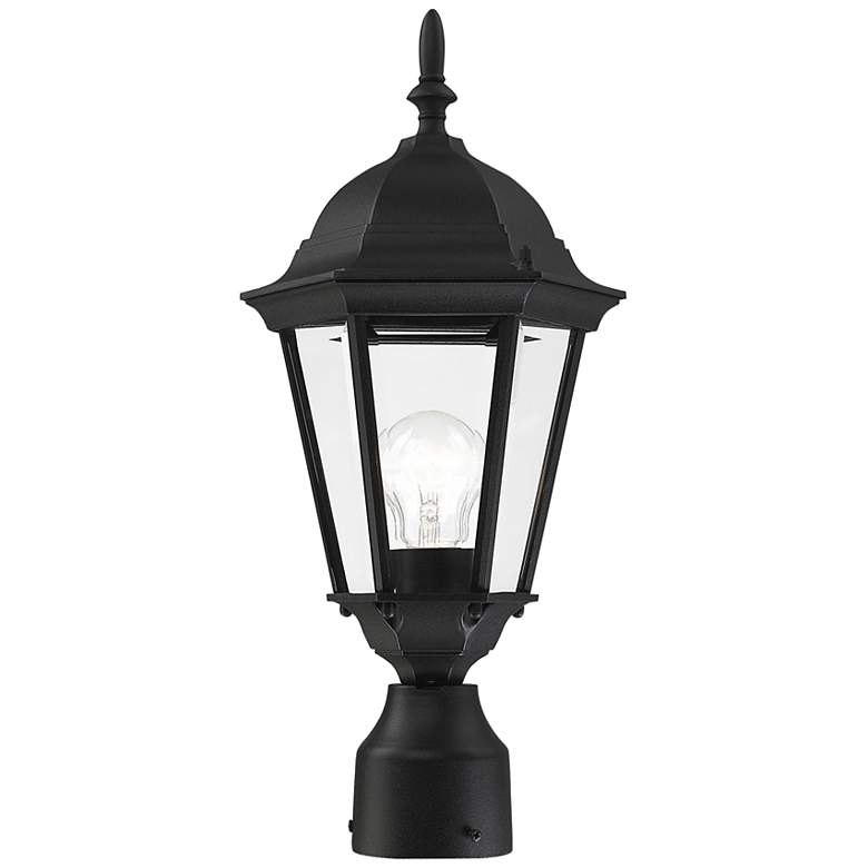 Image 3 Livex Hamilton 18" High Black Clear Beveled Glass Outdoor Post Light