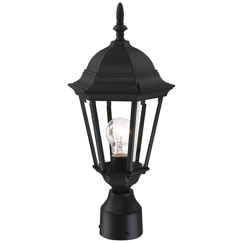 Image 5 Livex Hamilton 18" High Black Clear Beveled Glass Outdoor Post Light more views