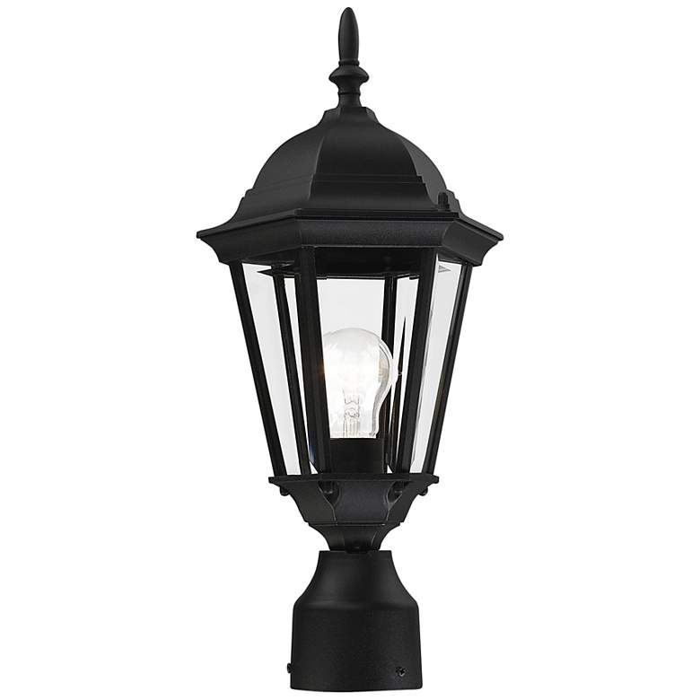 Image 6 Livex Hamilton 18" High Black Clear Beveled Glass Outdoor Post Light more views