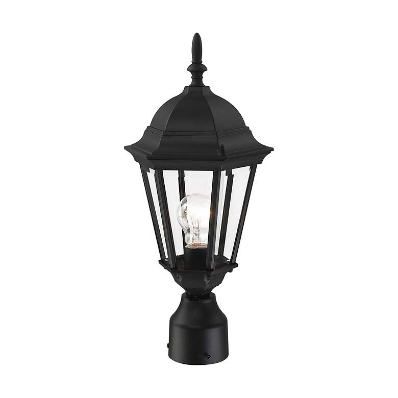 Image 7 Livex Hamilton 18" High Black Clear Beveled Glass Outdoor Post Light more views