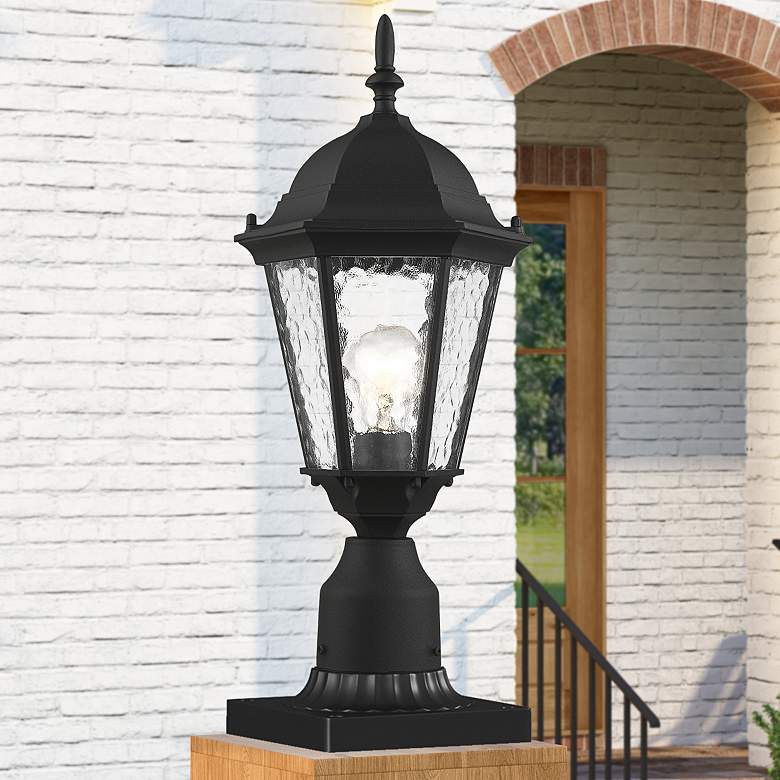 Image 2 Livex Hamilton 18" High Black Clear Water Glass Outdoor Post Light