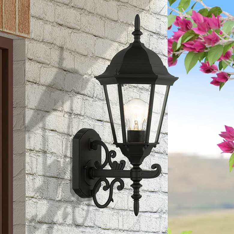 Image 1 Livex Hamilton 19 1/2" Textured Black Outdoor Wall Light