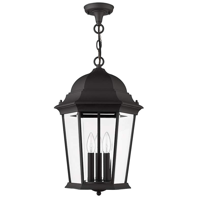 Image 5 Livex Hamilton 20" Textured Black 3-Light Outdoor Hanging Light more views