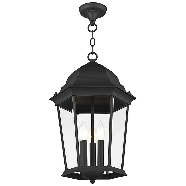 Image 7 Livex Hamilton 20" Textured Black 3-Light Outdoor Hanging Light more views