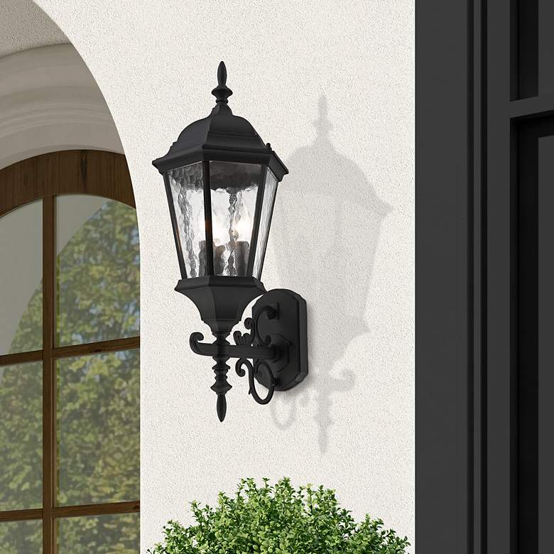 Image 1 Livex Hamilton 24 1/2" Traditional Textured Black Outdoor Wall Light