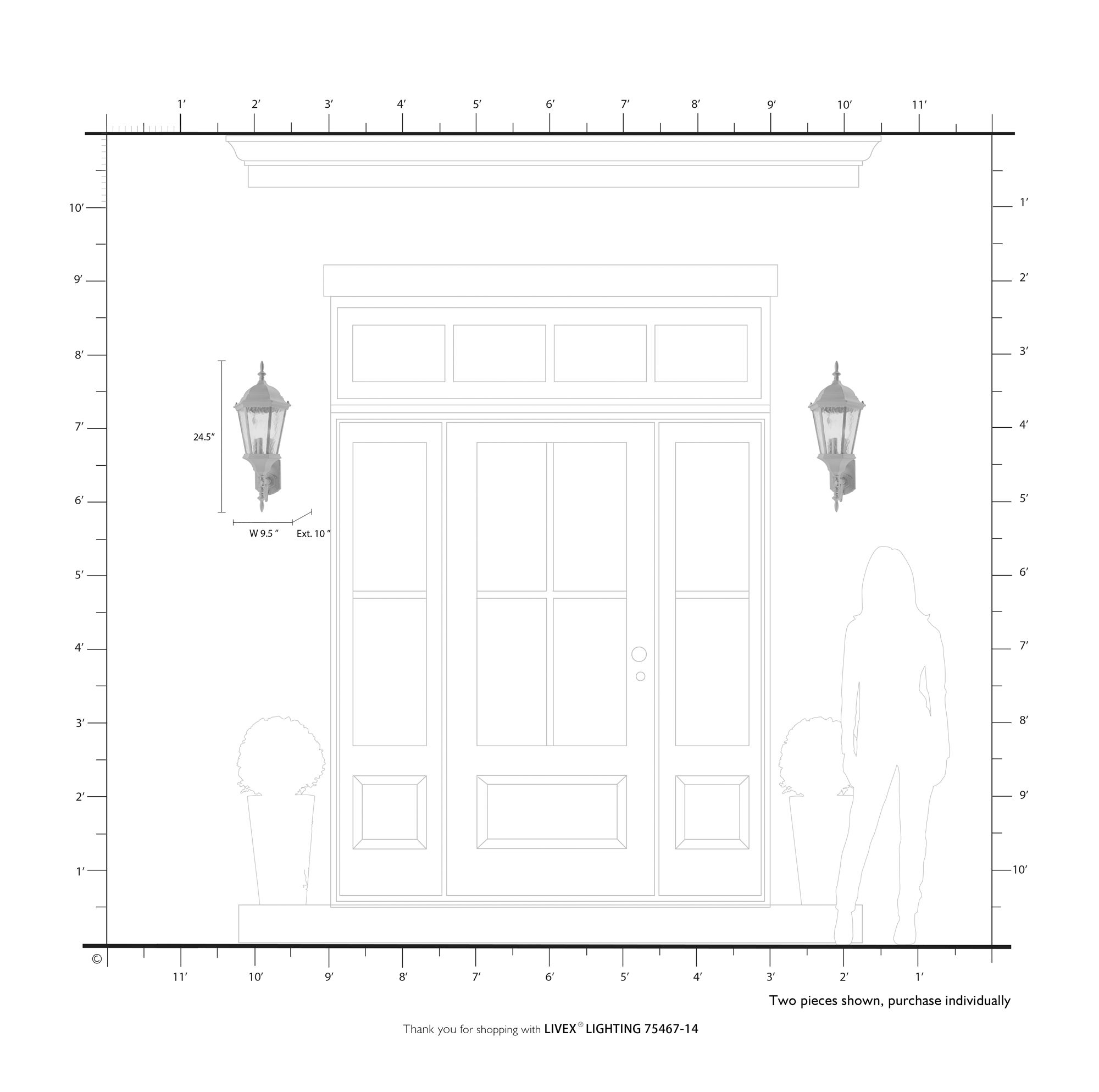 Livex Hamilton 24 1/2" Traditional Textured Black Outdoor Wall Light