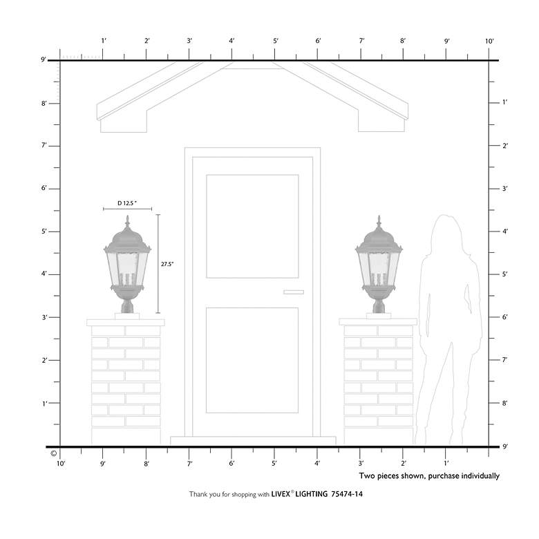 Image 7 Livex Hamilton 27" High Textured Black 3-Light Outdoor Post Light more views