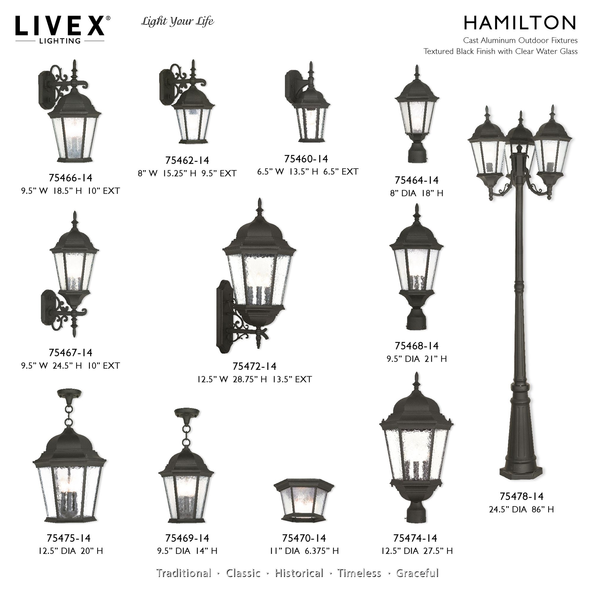 Livex Hamilton 27" High Textured Black 3-Light Outdoor Post Light