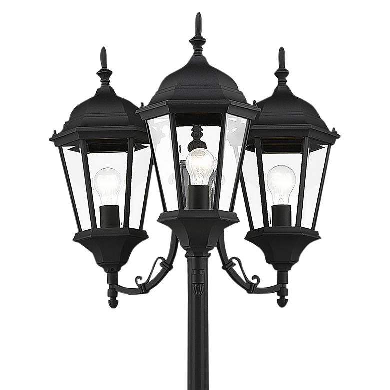 Image 2 Livex Hamilton 86" High Black 3-Head Outdoor Post Light with Base more views