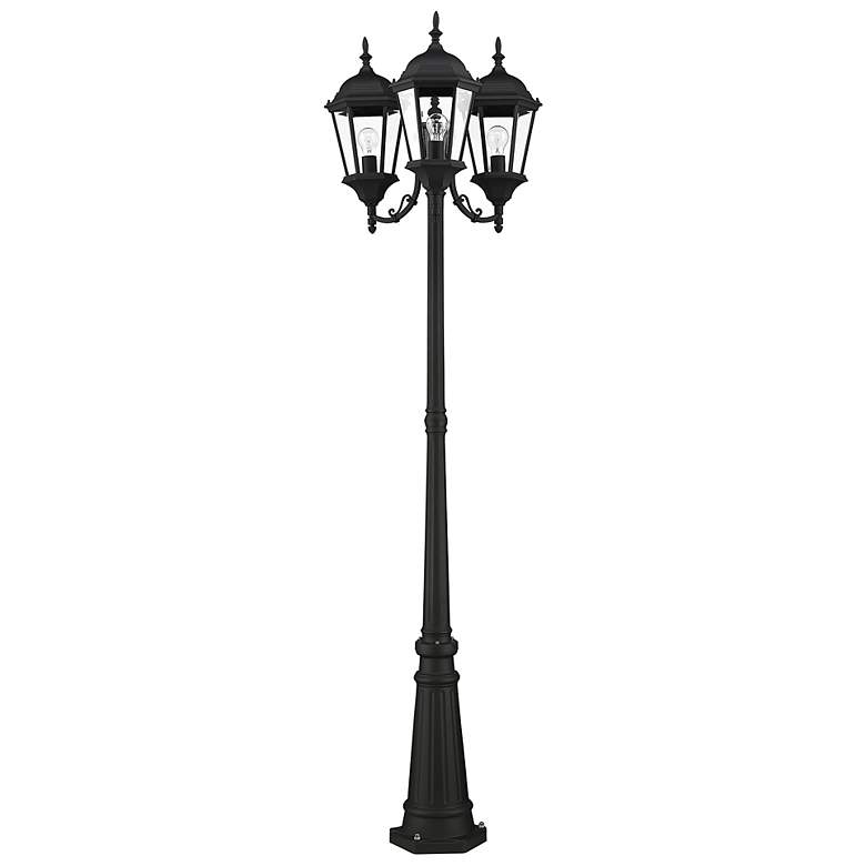 Image 3 Livex Hamilton 86" High Black 3-Head Outdoor Post Light with Base more views