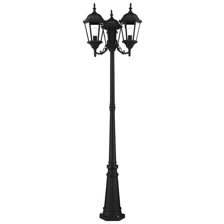 Image 4 Livex Hamilton 86" High Black 3-Head Outdoor Post Light with Base more views