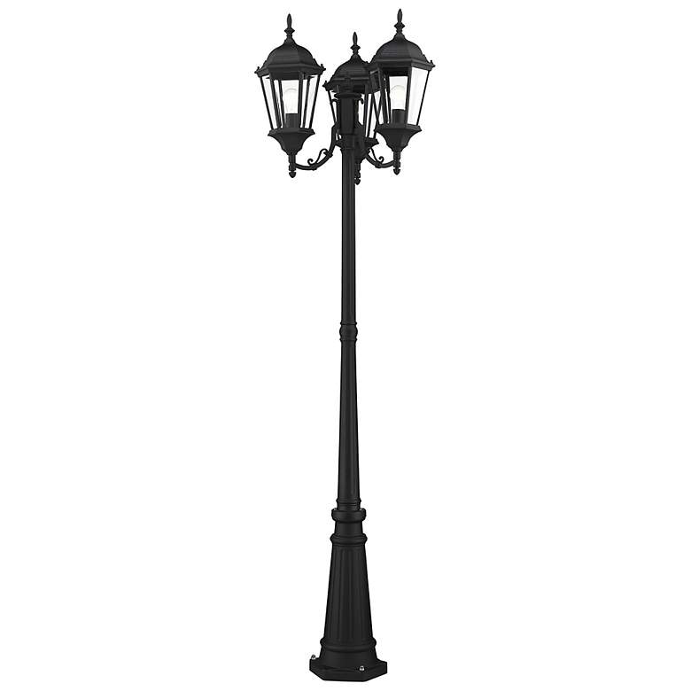Image 5 Livex Hamilton 86" High Black 3-Head Outdoor Post Light with Base more views