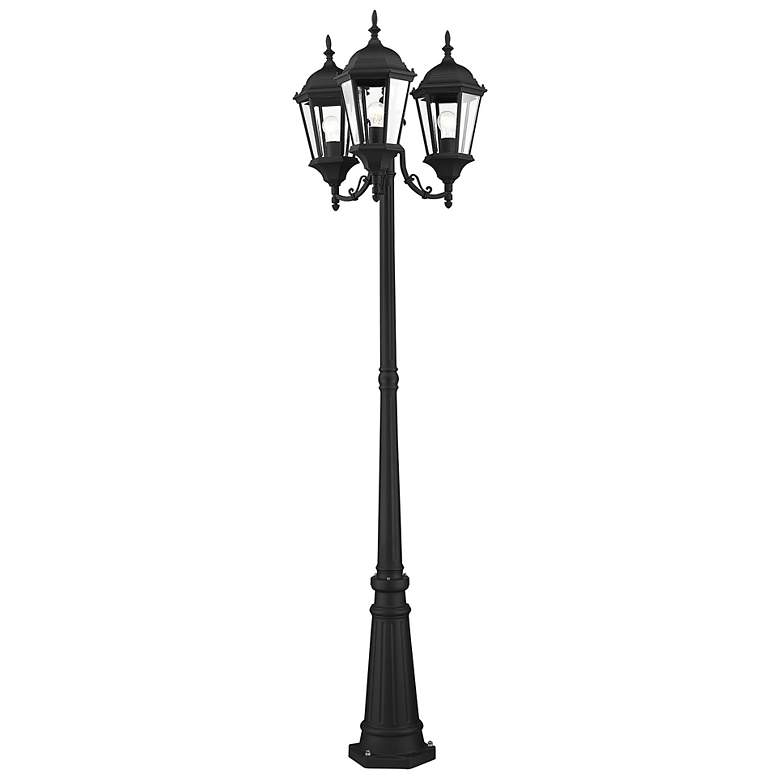 Image 6 Livex Hamilton 86" High Black 3-Head Outdoor Post Light with Base more views