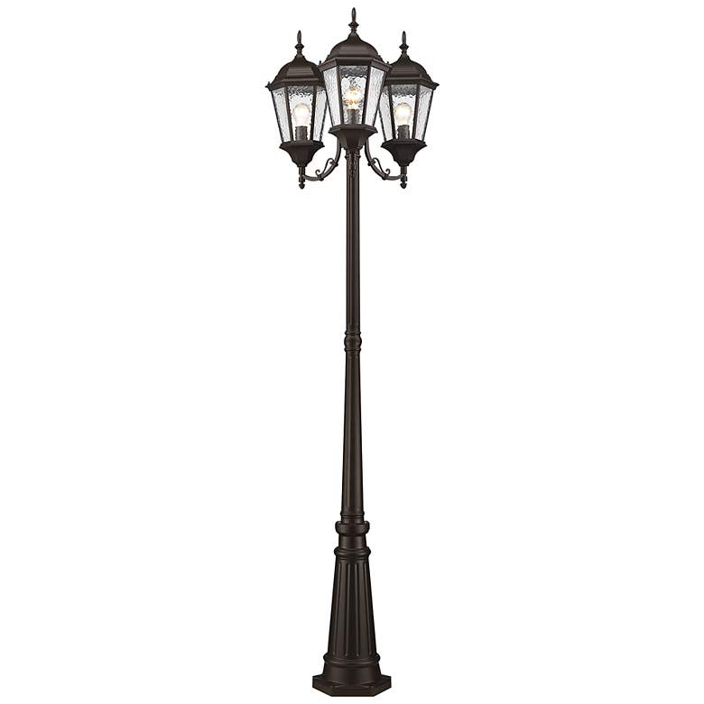 Image 3 Livex Hamilton 86" High Bronze Aluminum 3-Head Outdoor Post Light