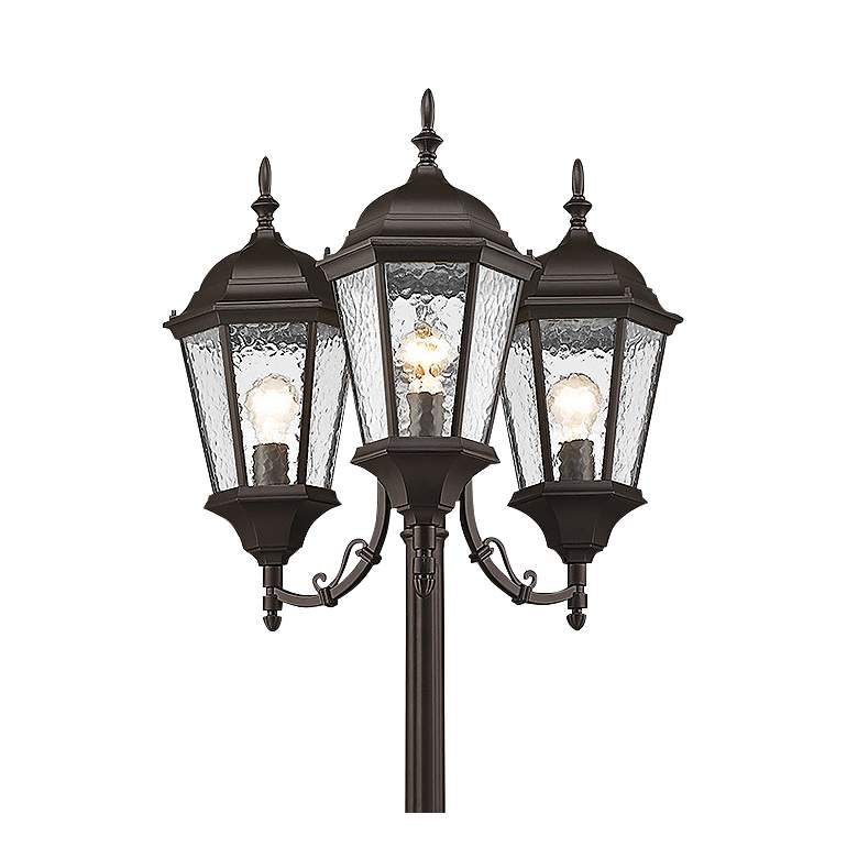 Image 4 Livex Hamilton 86" High Bronze Aluminum 3-Head Outdoor Post Light more views