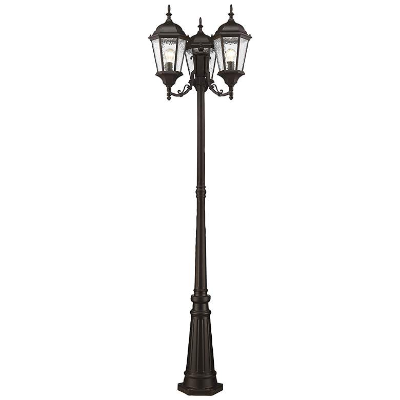 Image 5 Livex Hamilton 86" High Bronze Aluminum 3-Head Outdoor Post Light more views