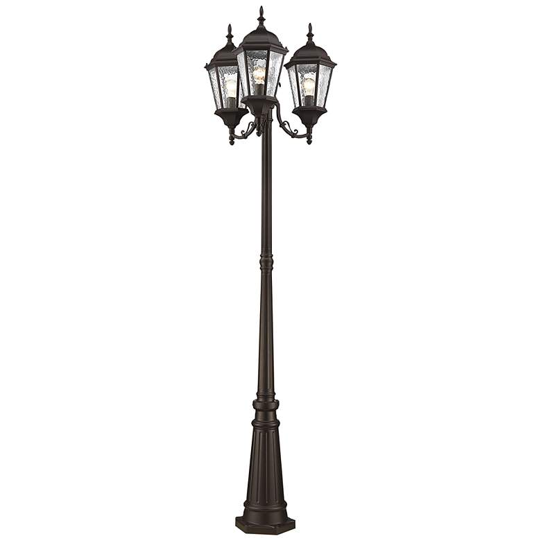 Image 6 Livex Hamilton 86" High Bronze Aluminum 3-Head Outdoor Post Light more views