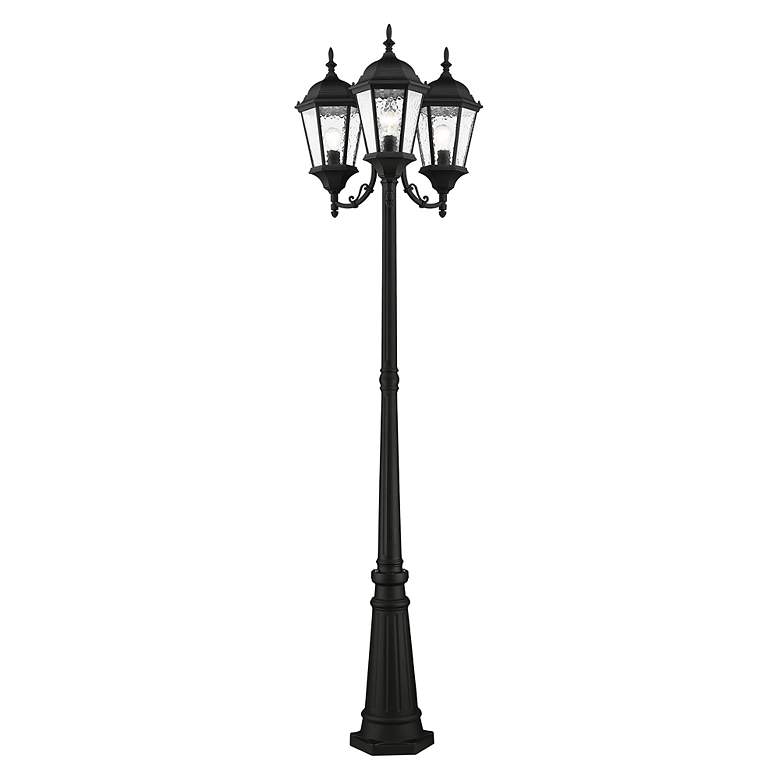 Image 4 Livex Hamilton 86" High Textured Black Outdoor Post Light with Base more views