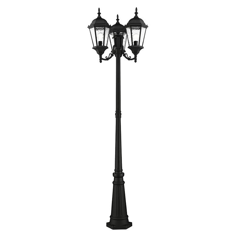 Image 6 Livex Hamilton 86" High Textured Black Outdoor Post Light with Base more views
