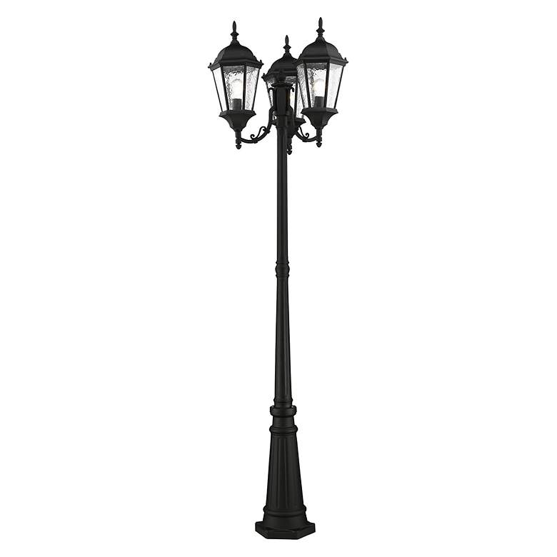 Image 7 Livex Hamilton 86" High Textured Black Outdoor Post Light with Base more views