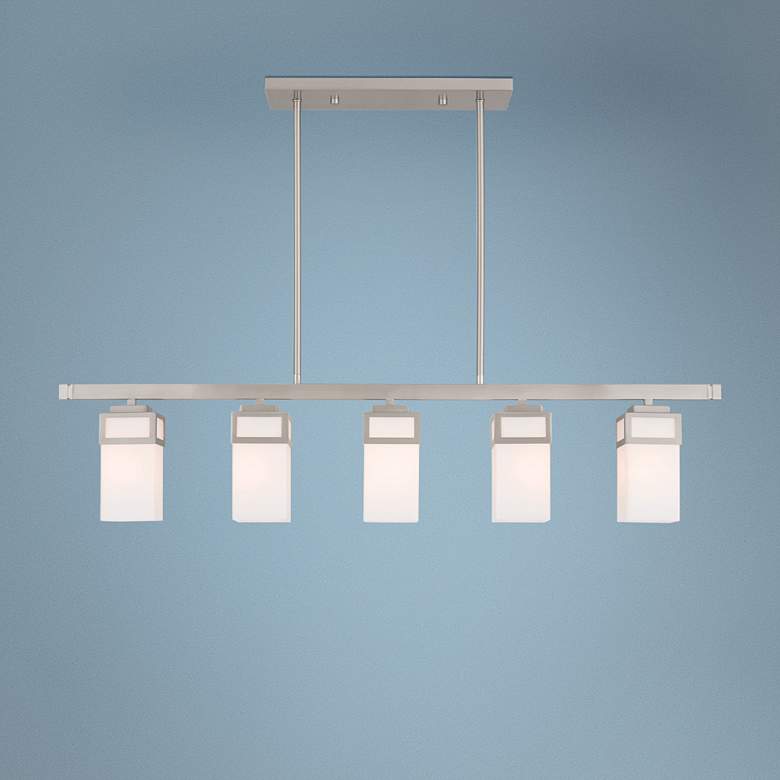 Image 1 Livex Harding 42" Wide Brushed Nickel Kitchen Island Light Chandelier