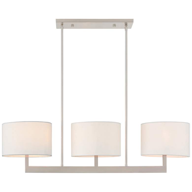 Image 2 Livex Hayworth 42" Nickel and White Shade Modern Linear Chandelier