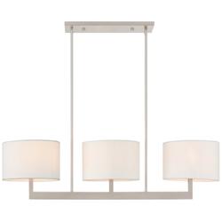 Livex Hayworth 42&quot; Nickel and White Shade Modern Linear Chandelier