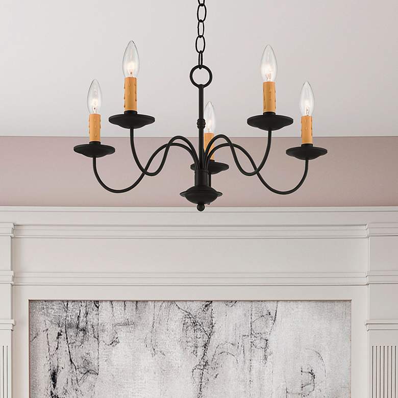 Image 1 Livex Heritage 20" Wide Black 5-Light Chandelier