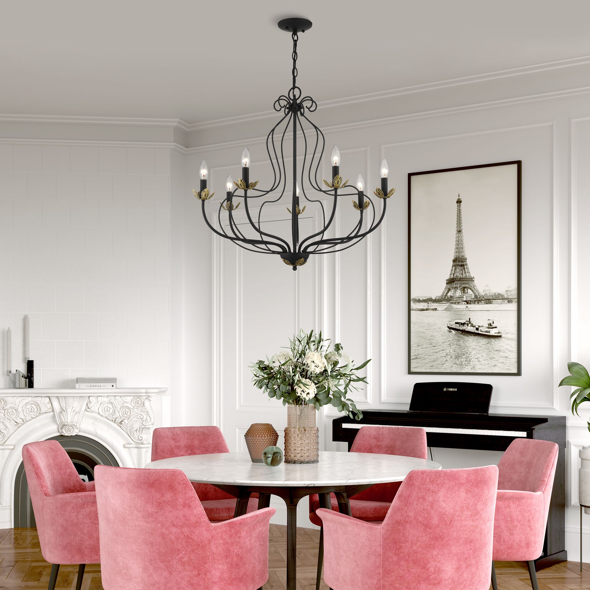 Livex Katarina 28" Wide Black 7-Light Chandelier