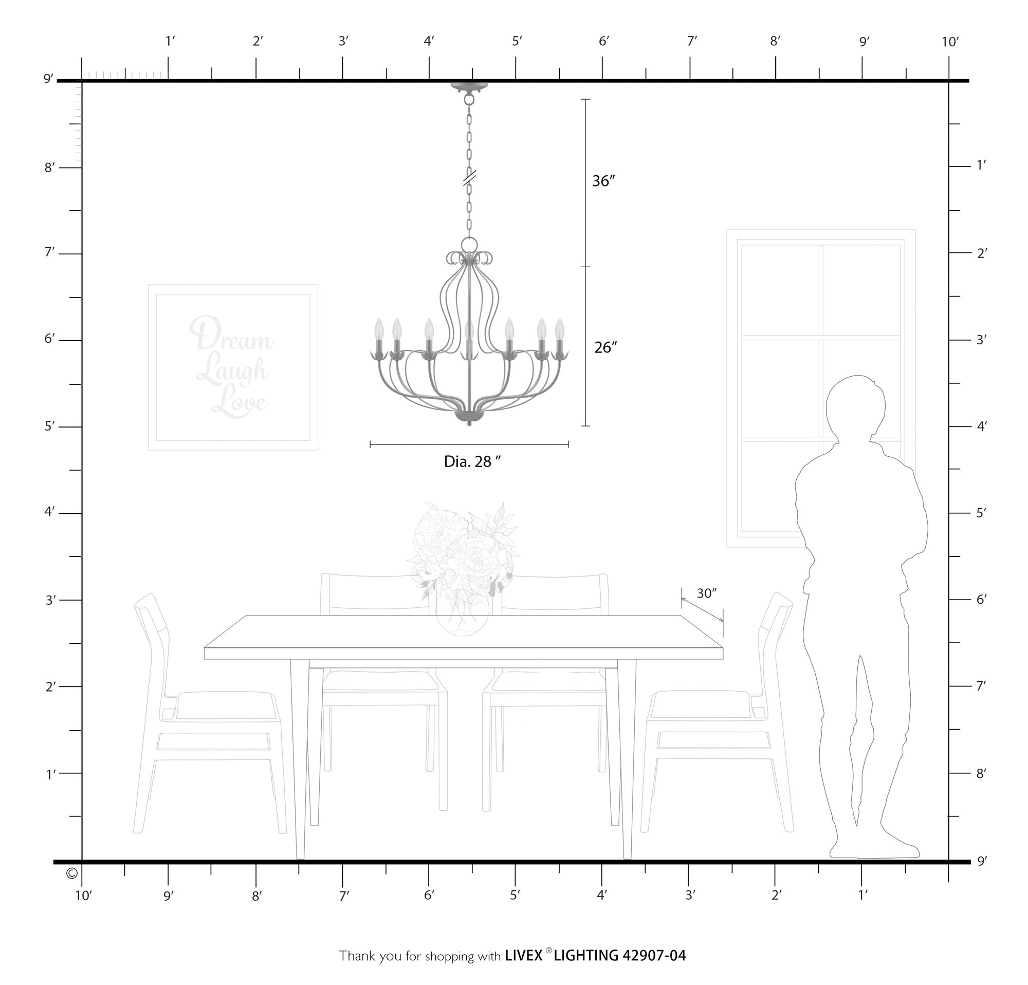 Livex Katarina 28" Wide Black 7-Light Chandelier