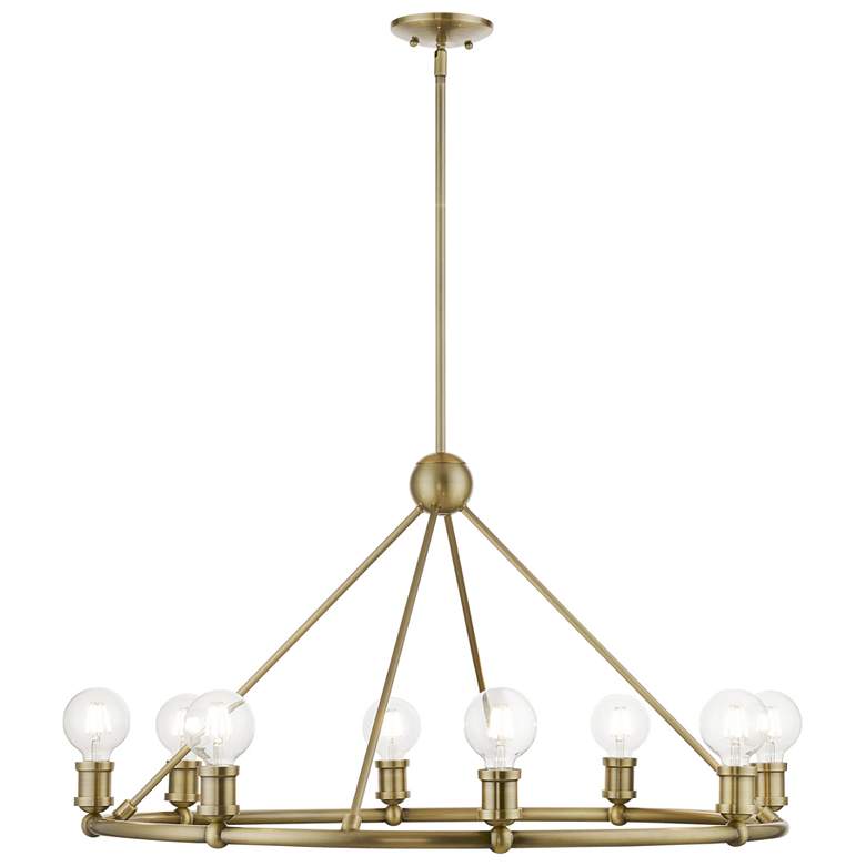 Image 1 Livex Lansdale 34" Wide 8-Light Antique Brass Ring Chandelier