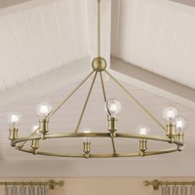 Livex Lansdale 34" Wide 8-Light Antique Brass Ring Chandelier Livex Lansdale 34" Wide 8-Light Antique Brass Ring Chandelier
