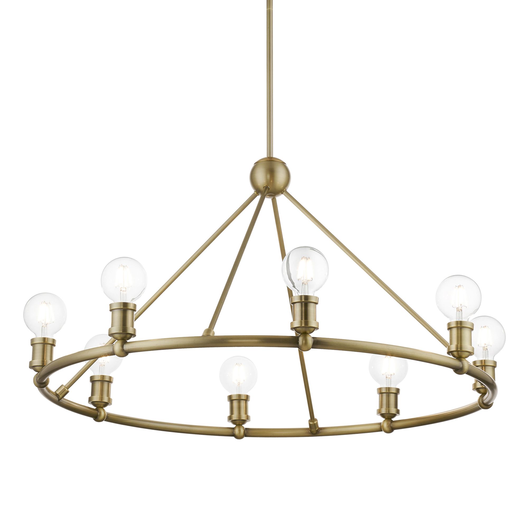 Image 6 Livex Lansdale 34" Wide 8-Light Antique Brass Ring Chandelier more views