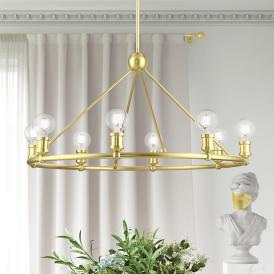 Livex Lansdale 34" Wide 8-Light Satin Brass Finish Ring Chandelier Livex Lansdale 34" Wide 8-Light Satin Brass Finish Ring Chandelier