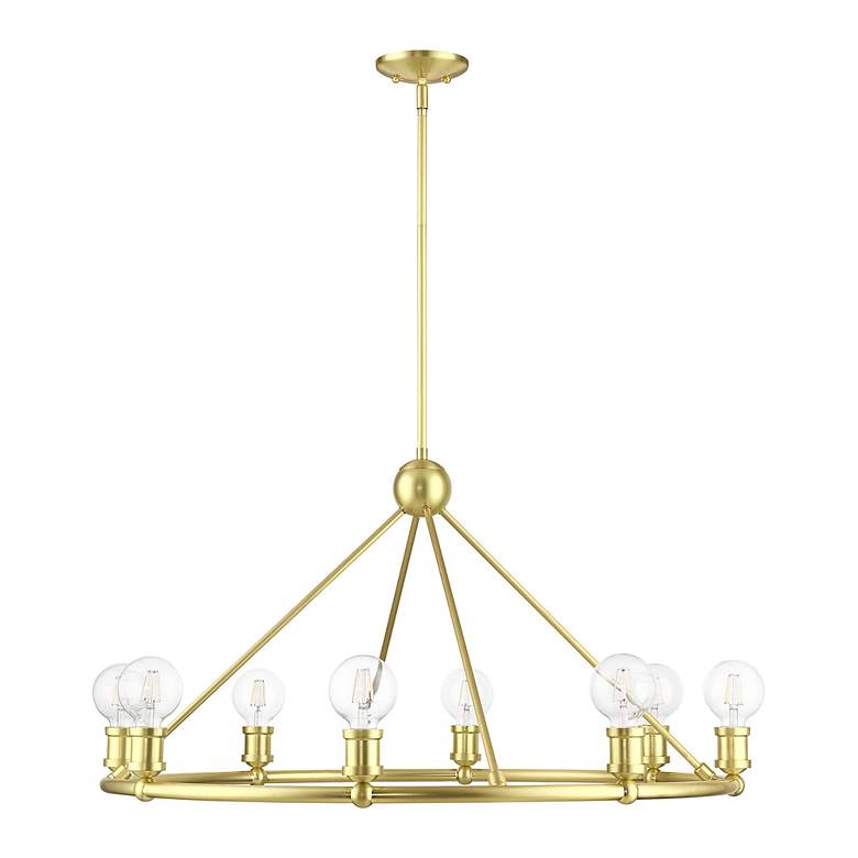 Image 3 Livex Lansdale 34" Wide 8-Light Satin Brass Finish Ring Chandelier more views