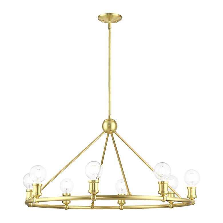 Image 4 Livex Lansdale 34" Wide 8-Light Satin Brass Finish Ring Chandelier more views