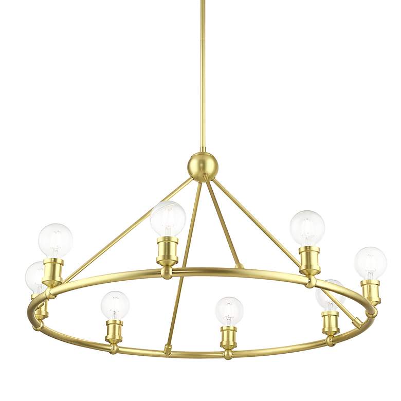Image 6 Livex Lansdale 34" Wide 8-Light Satin Brass Finish Ring Chandelier more views