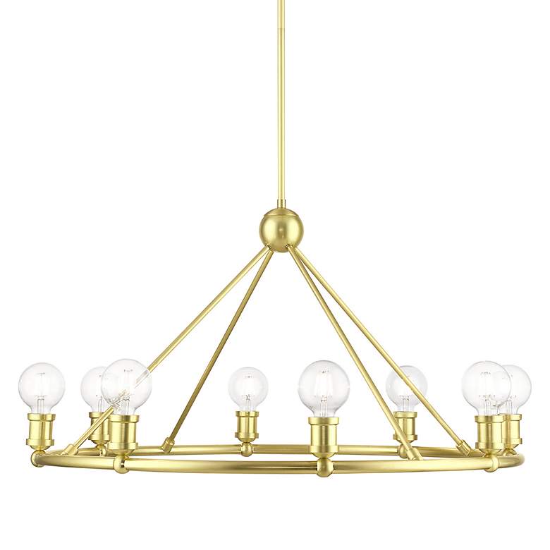 Image 7 Livex Lansdale 34" Wide 8-Light Satin Brass Finish Ring Chandelier more views
