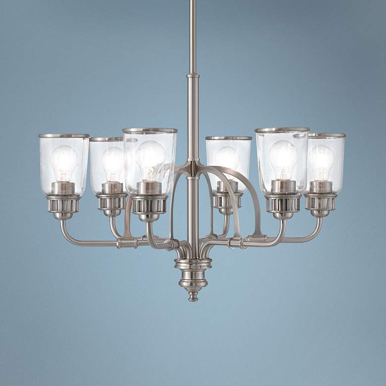 Image 1 Livex Lawrenceville 26 1/4 inch Wide Nickel Clear Glass 6-Light Chandelier