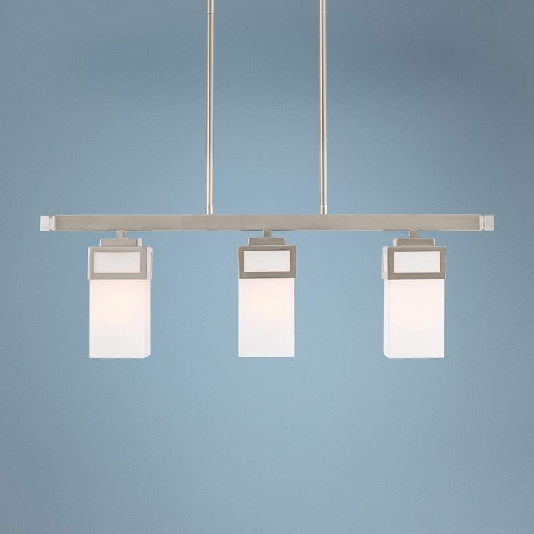 Image 1 Livex Lighitng Harding 28" Brushed Nickel Island Light Chandelier