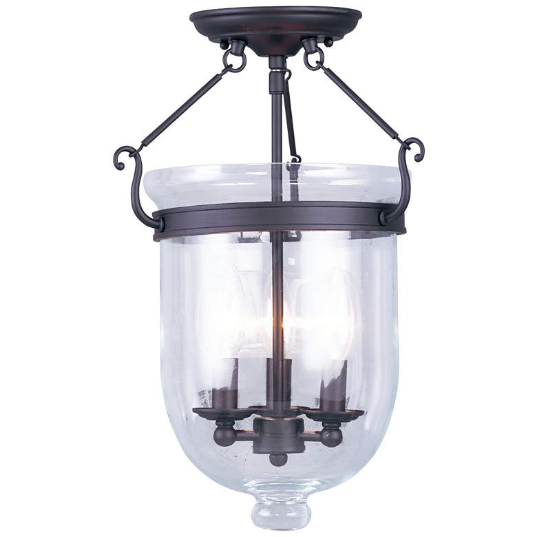 Image 2 Livex Lighitng Jefferson 12" Wide Bronze and Clear Glass Ceiling Light