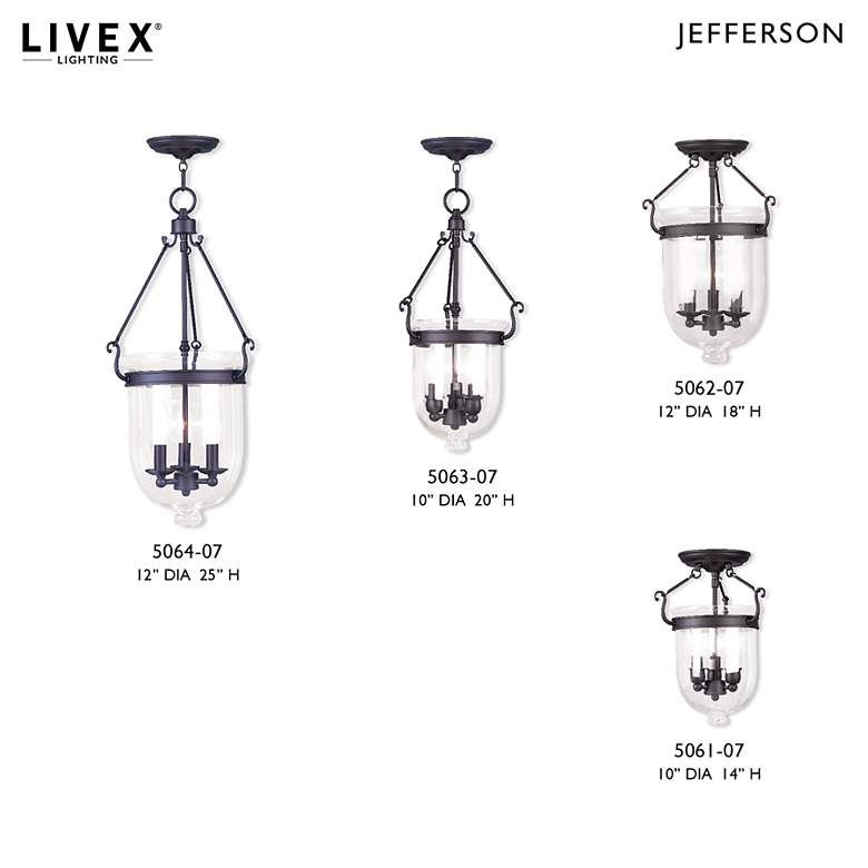 Image 7 Livex Lighitng Jefferson 12" Wide Bronze and Clear Glass Ceiling Light more views