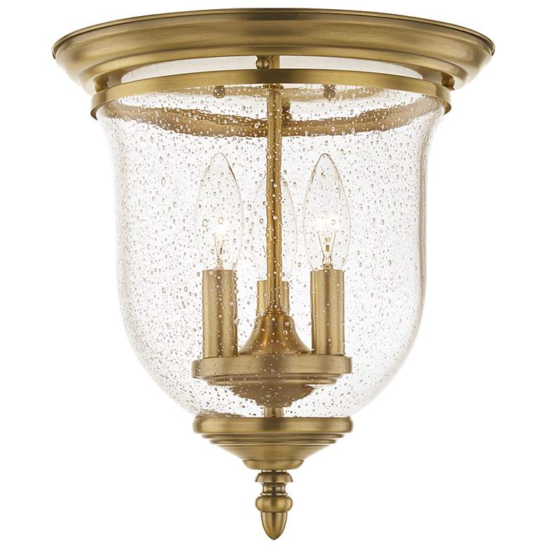 Image 2 Livex Lighitng Legacy 11 1/2" Brass and Seeded Glass Flush Mount Light