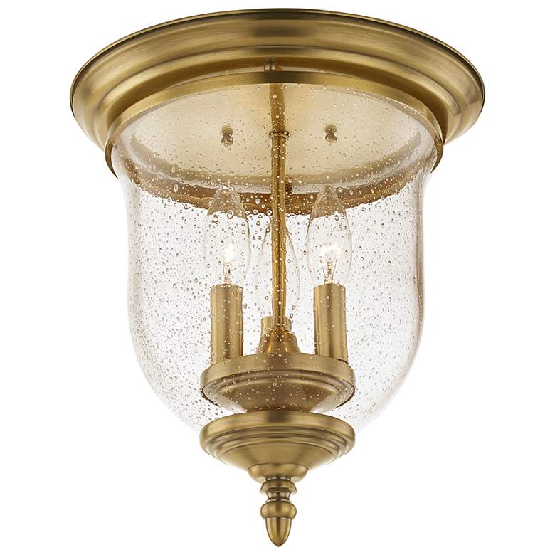 Image 3 Livex Lighitng Legacy 11 1/2" Brass and Seeded Glass Flush Mount Light more views