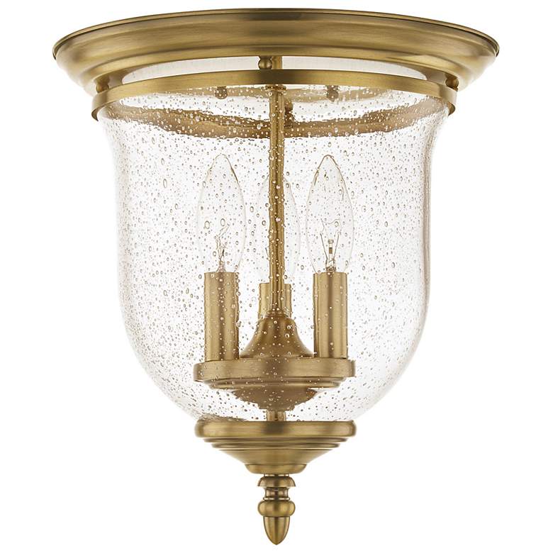 Image 4 Livex Lighitng Legacy 11 1/2" Brass and Seeded Glass Flush Mount Light more views