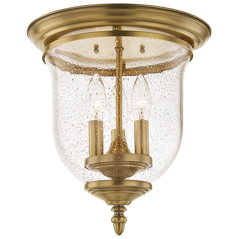 Image 5 Livex Lighitng Legacy 11 1/2" Brass and Seeded Glass Flush Mount Light more views