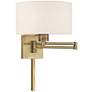 2_Livex Lighting 11" High Drum Shade Antique Brass Swing Arm Wall Lamp